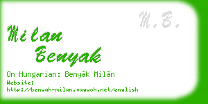 milan benyak business card