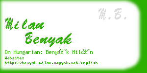 milan benyak business card